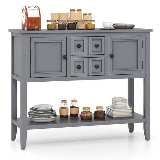 Buffet Sideboard Cabinet, 2 Doors 2 Drawers, Gray Sideboards Cabinets & Buffets Gray at Gallery Canada