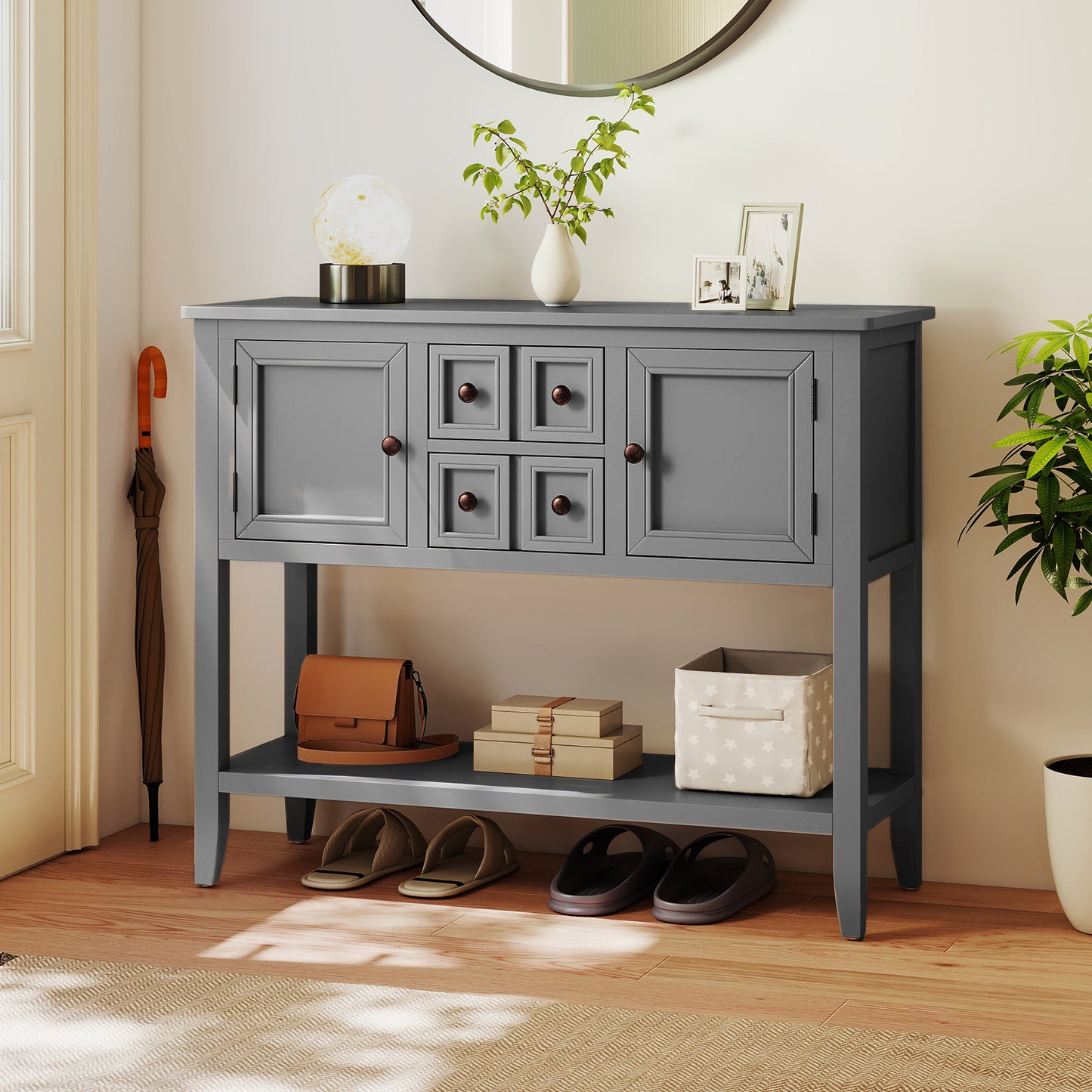 Buffet Sideboard Cabinet with 2 Doors and 2 Drawers, Gray Sideboards Cabinets & Buffets at Gallery Canada
