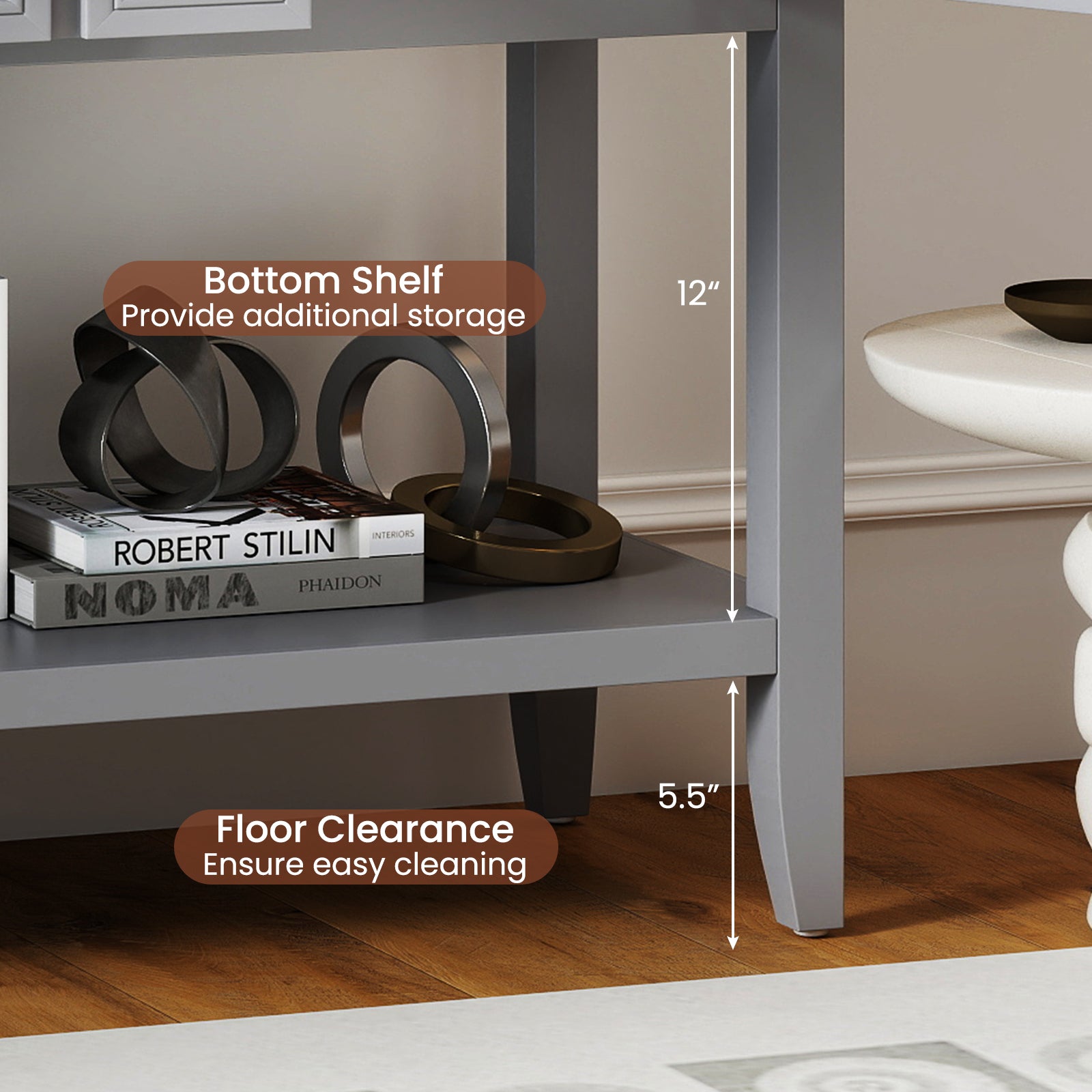 Buffet Sideboard Cabinet with 2 Doors and 2 Drawers, Gray Sideboards Cabinets & Buffets at Gallery Canada