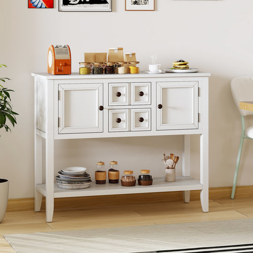Buffet Sideboard Cabinet with 2 Doors and 2 Drawers, White
