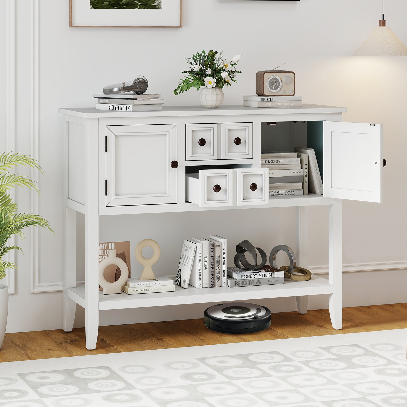 Buffet Sideboard Cabinet with 2 Doors and 2 Drawers, White Sideboards Cabinets & Buffets at Gallery Canada