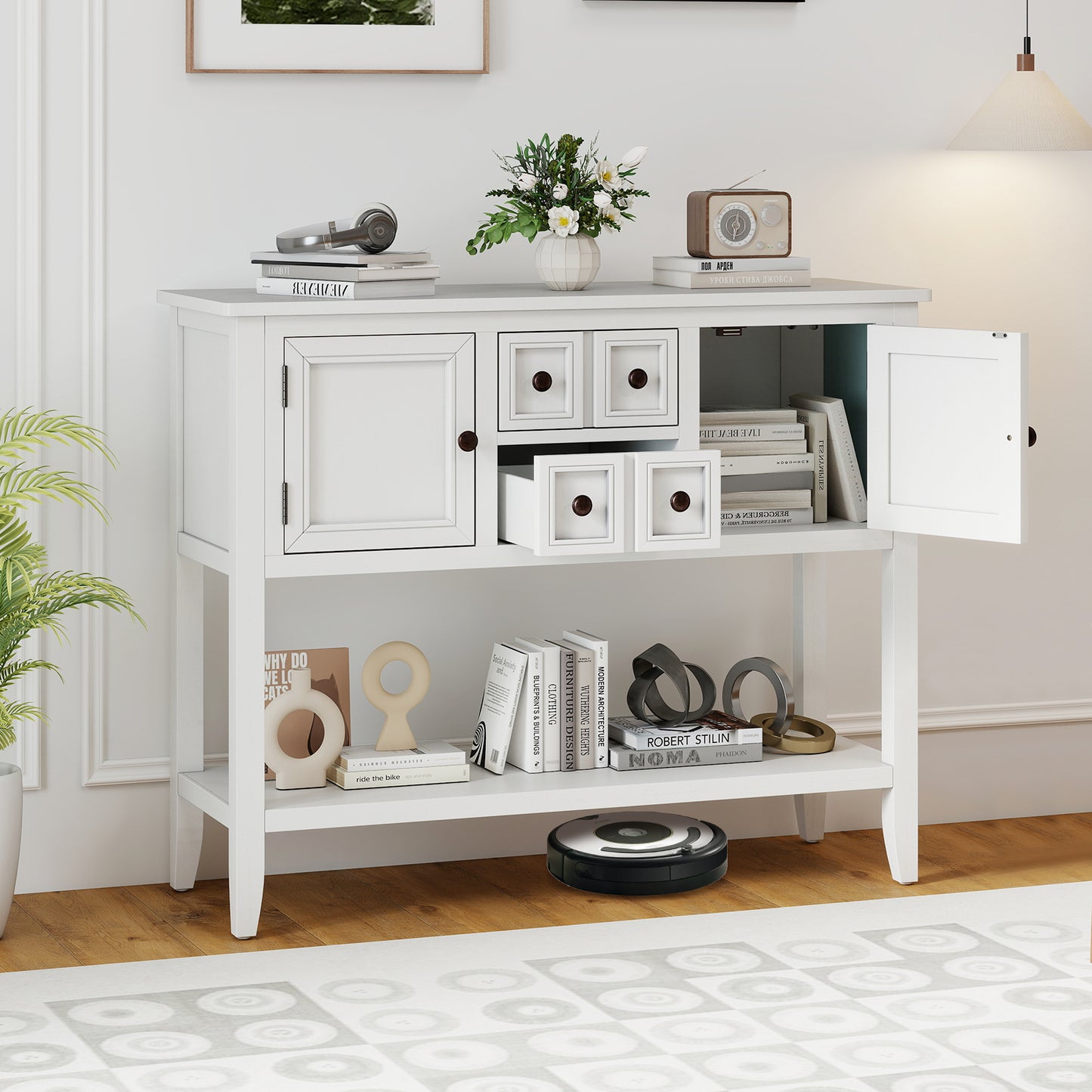 Buffet Sideboard Cabinet with 2 Doors and 2 Drawers, White Sideboards Cabinets & Buffets at Gallery Canada