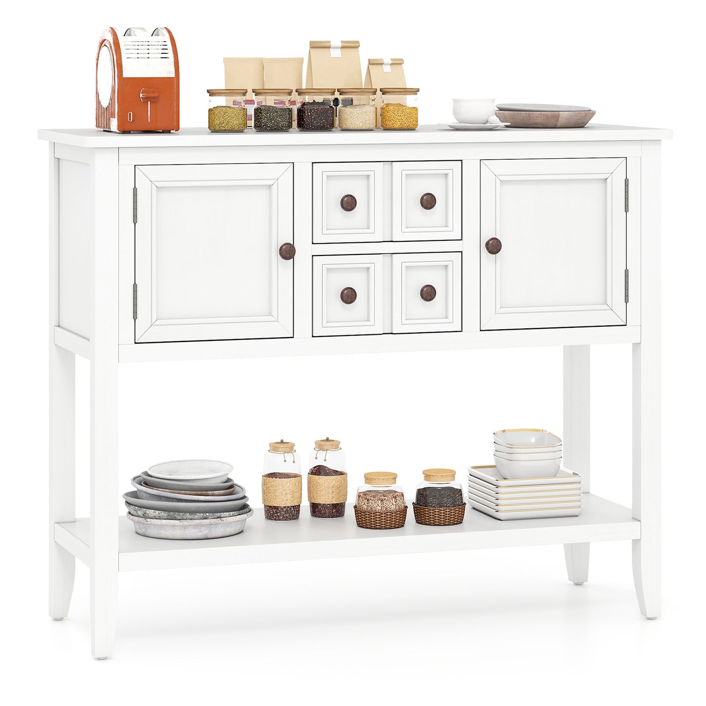 Buffet Sideboard Cabinet with 2 Doors and 2 Drawers, White Sideboards Cabinets & Buffets at Gallery Canada