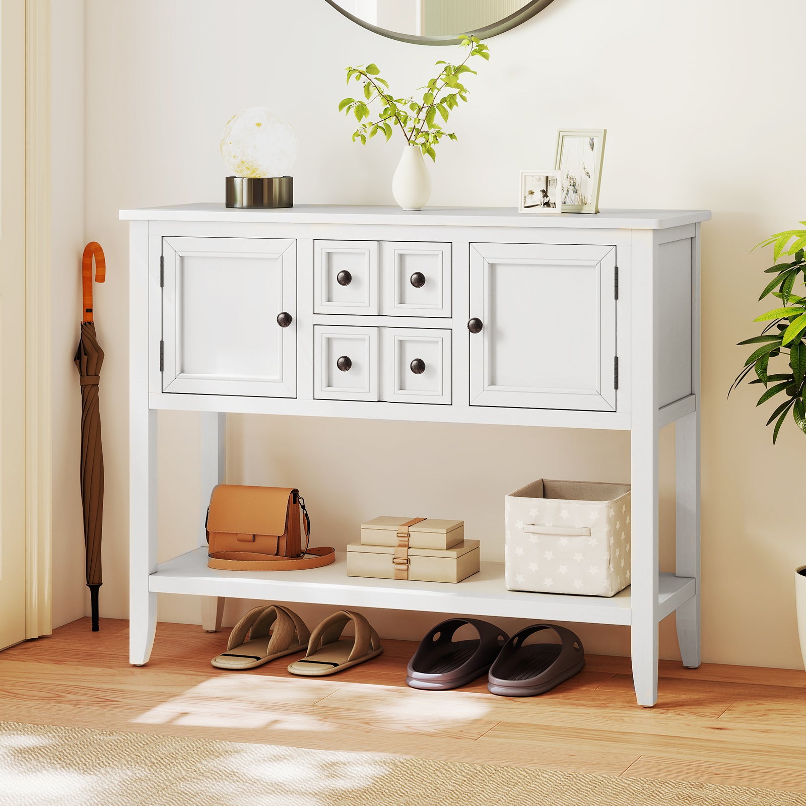 Buffet Sideboard Cabinet with 2 Doors and 2 Drawers, White Sideboards Cabinets & Buffets at Gallery Canada