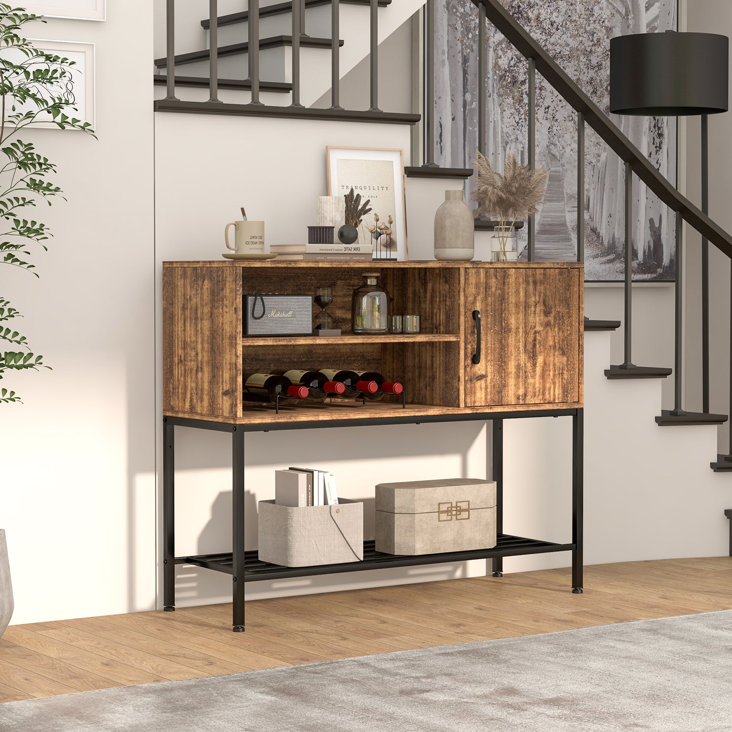 Buffet Sideboard Cabinet With Power Outlets, USB Ports, Rustic Brown Sideboards Cabinets & Buffets at Gallery Canada