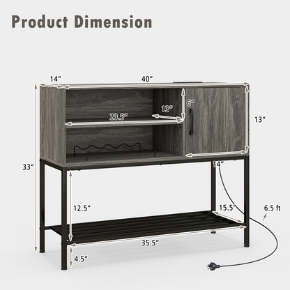 Coffee Bar Cabinet With Power Outlets, USB Ports, Gray Sideboards Cabinets & Buffets at Gallery Canada