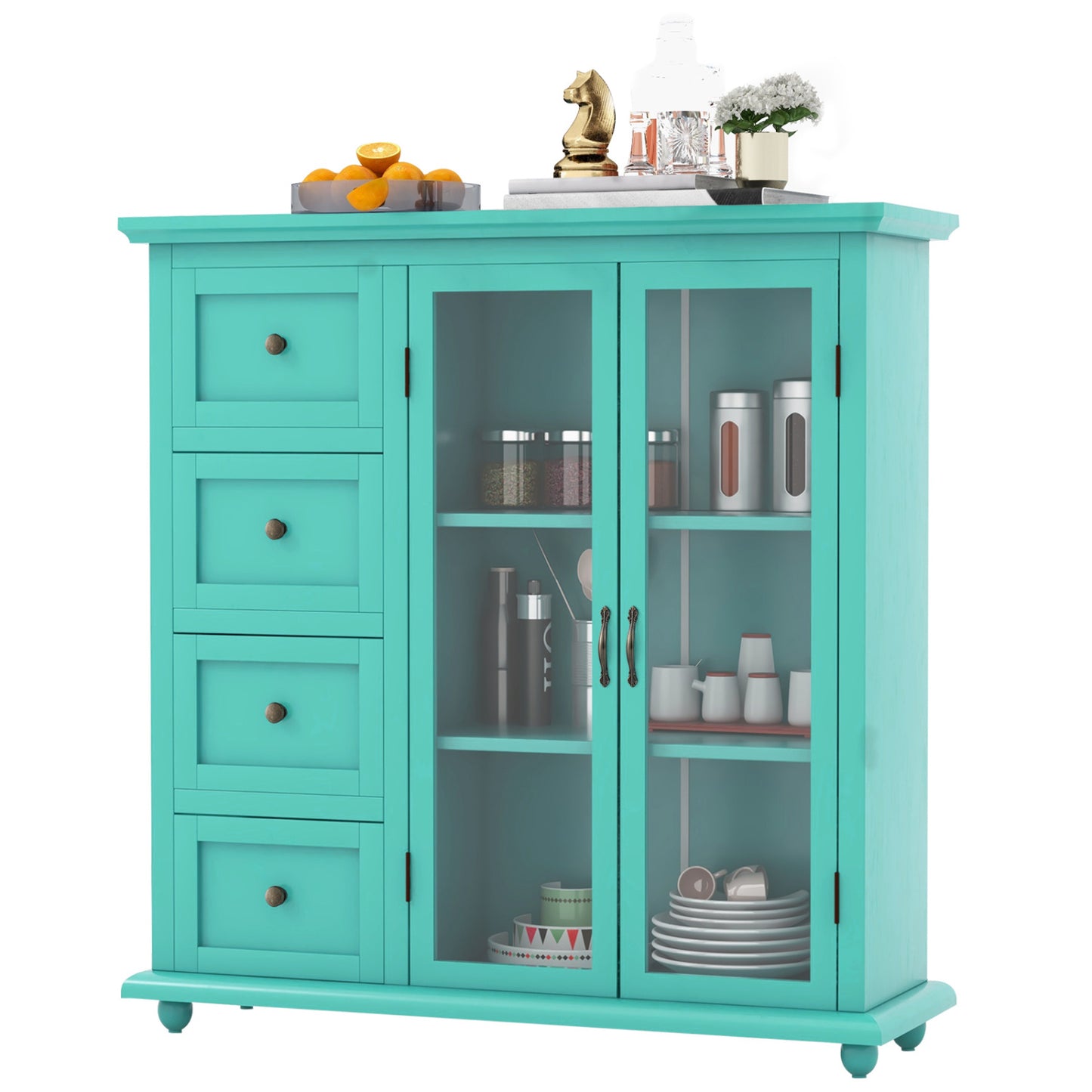 Buffet Sideboard Table, Kitchen Storage Cabinet with Drawers and Doors, Green Sideboards Cabinets & Buffets at Gallery Canada