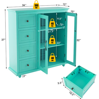 Buffet Sideboard Table, Kitchen Storage Cabinet with Drawers and Doors, Green Sideboards Cabinets & Buffets at Gallery Canada