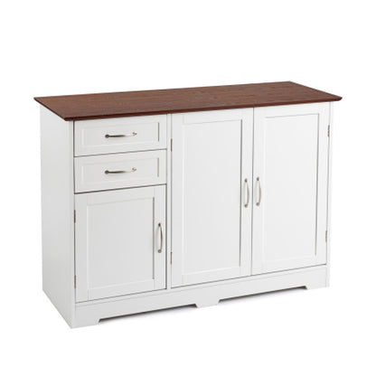 Buffet Storage Cabinet, Kitchen Sideboard, 2 Drawers, White