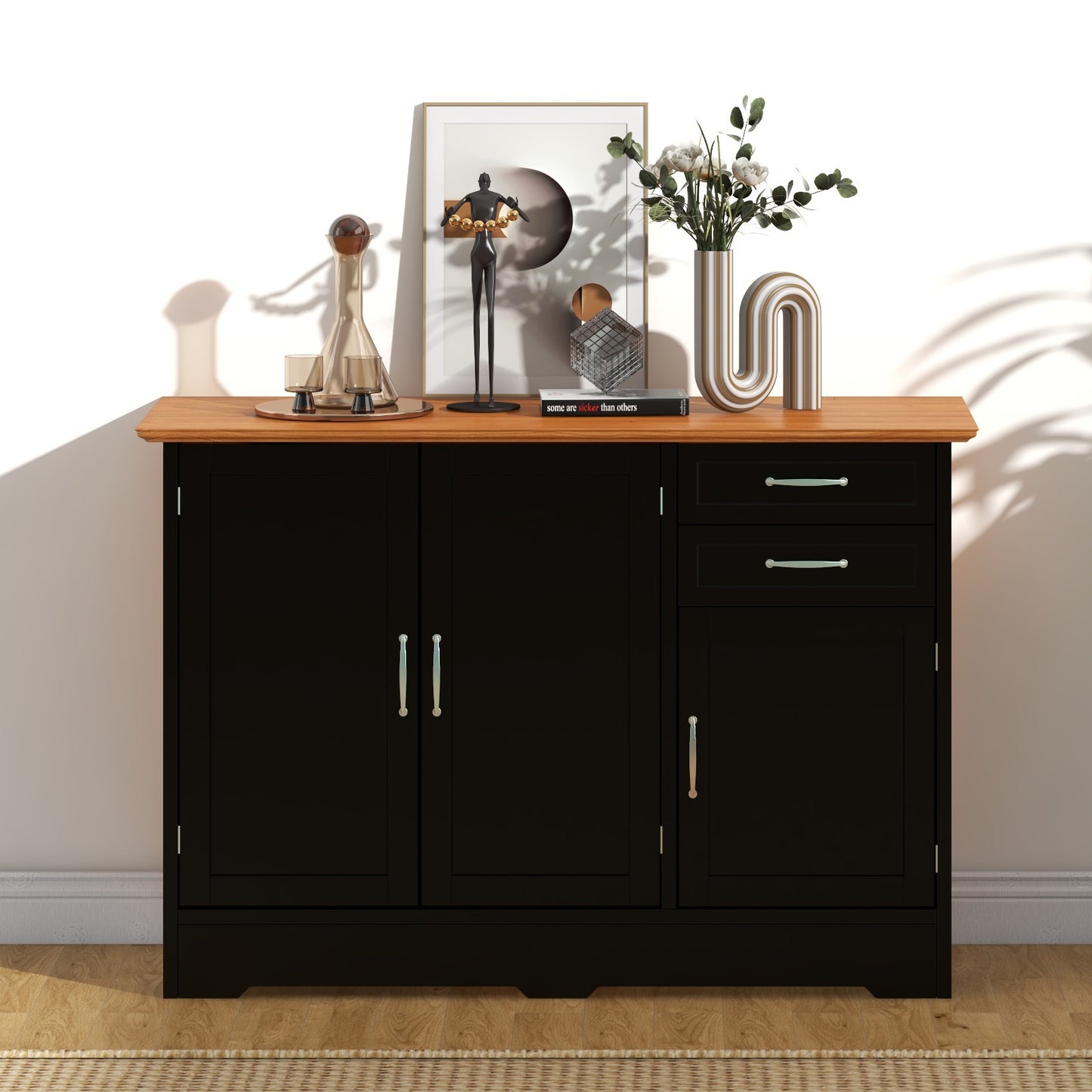 Buffet Storage Cabinet, 2-Door 2-Drawer, Black Sideboards Cabinets & Buffets at Gallery Canada