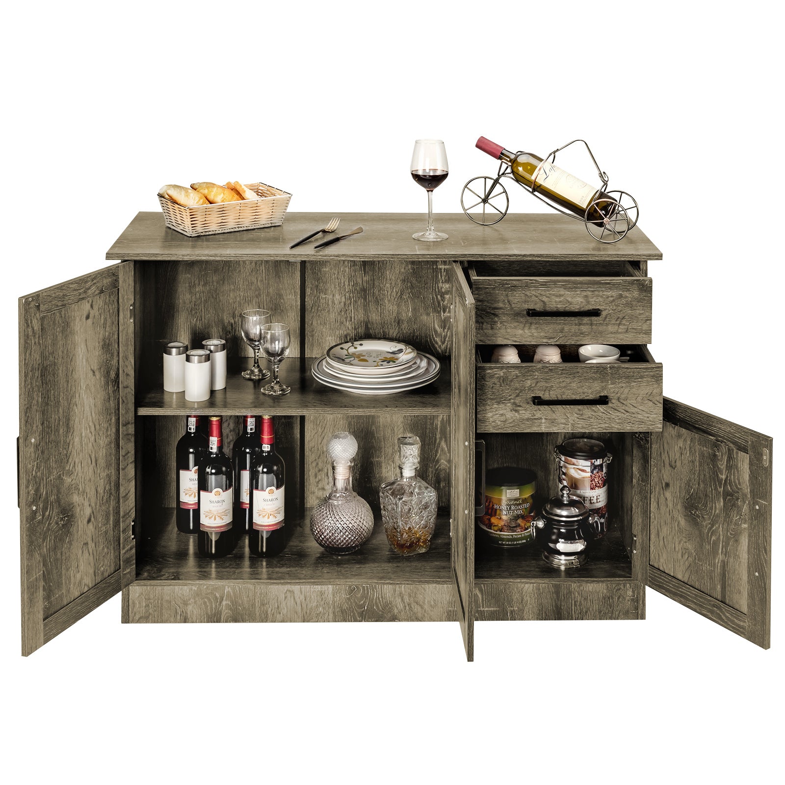 Buffet Storage Cabinet With 2 Drawers, Gray Sideboards Cabinets & Buffets at Gallery Canada