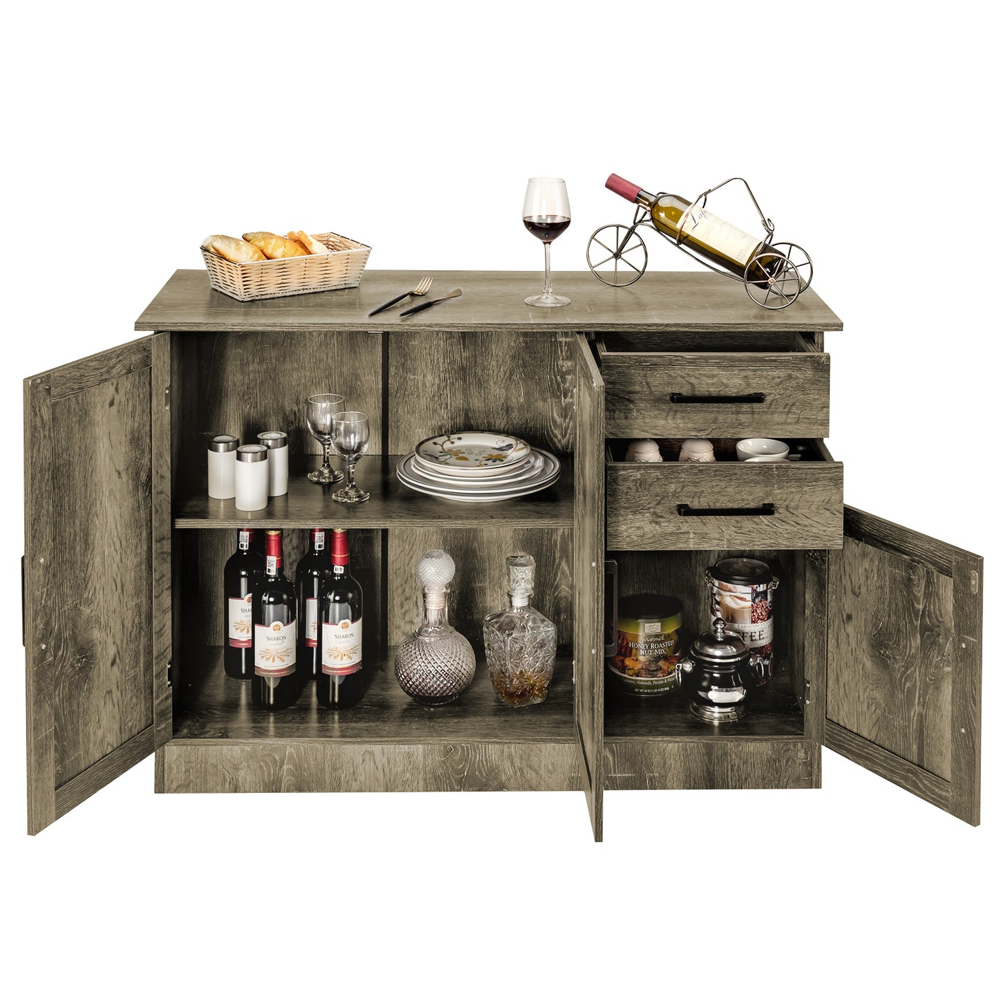 Buffet Storage Cabinet With 2 Drawers, Gray Sideboards Cabinets & Buffets at Gallery Canada