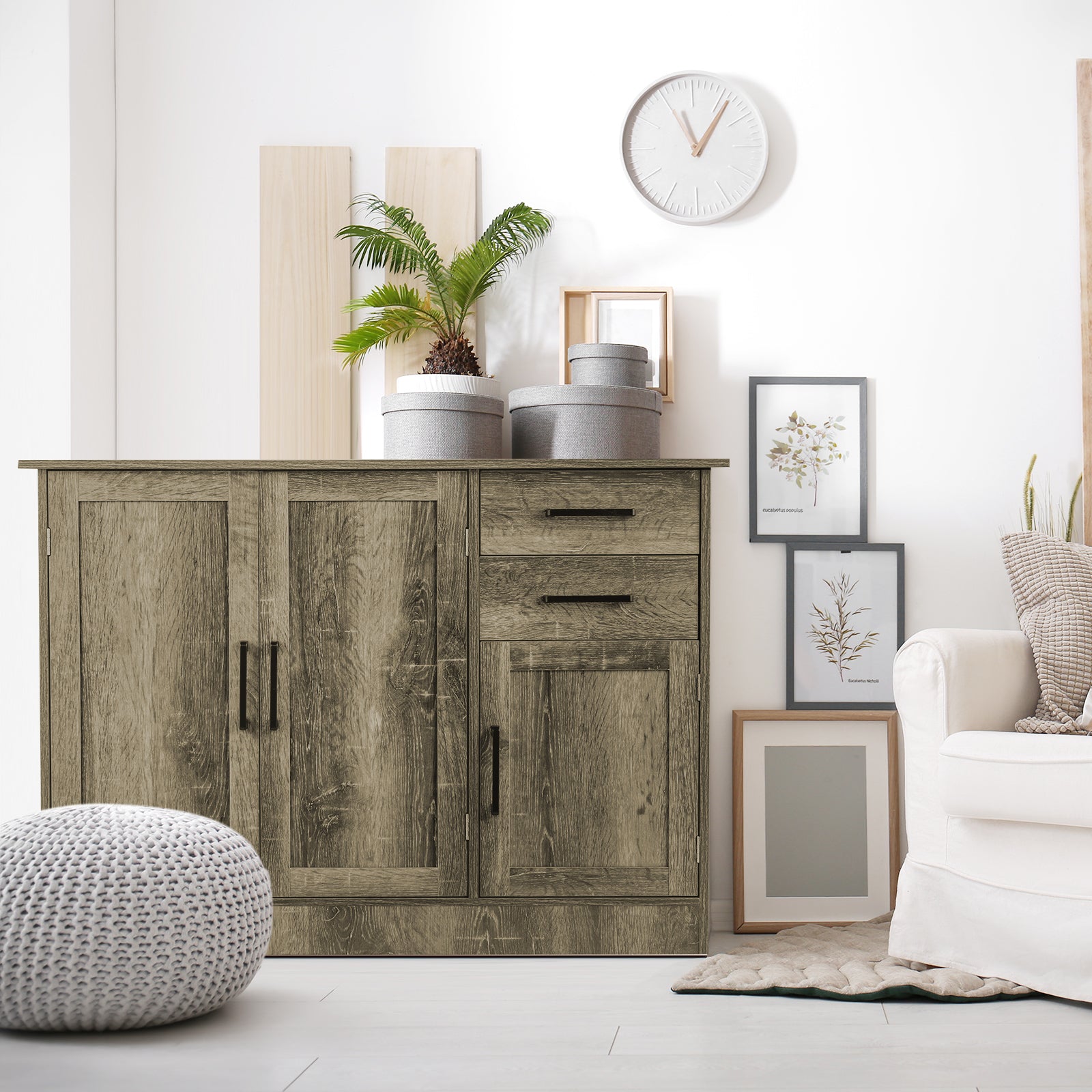 Buffet Storage Cabinet With 2 Drawers, Gray Sideboards Cabinets & Buffets at Gallery Canada