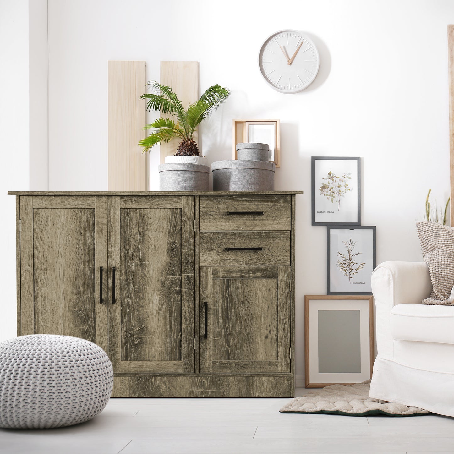 Buffet Storage Cabinet With 2 Drawers, Gray Sideboards Cabinets & Buffets at Gallery Canada