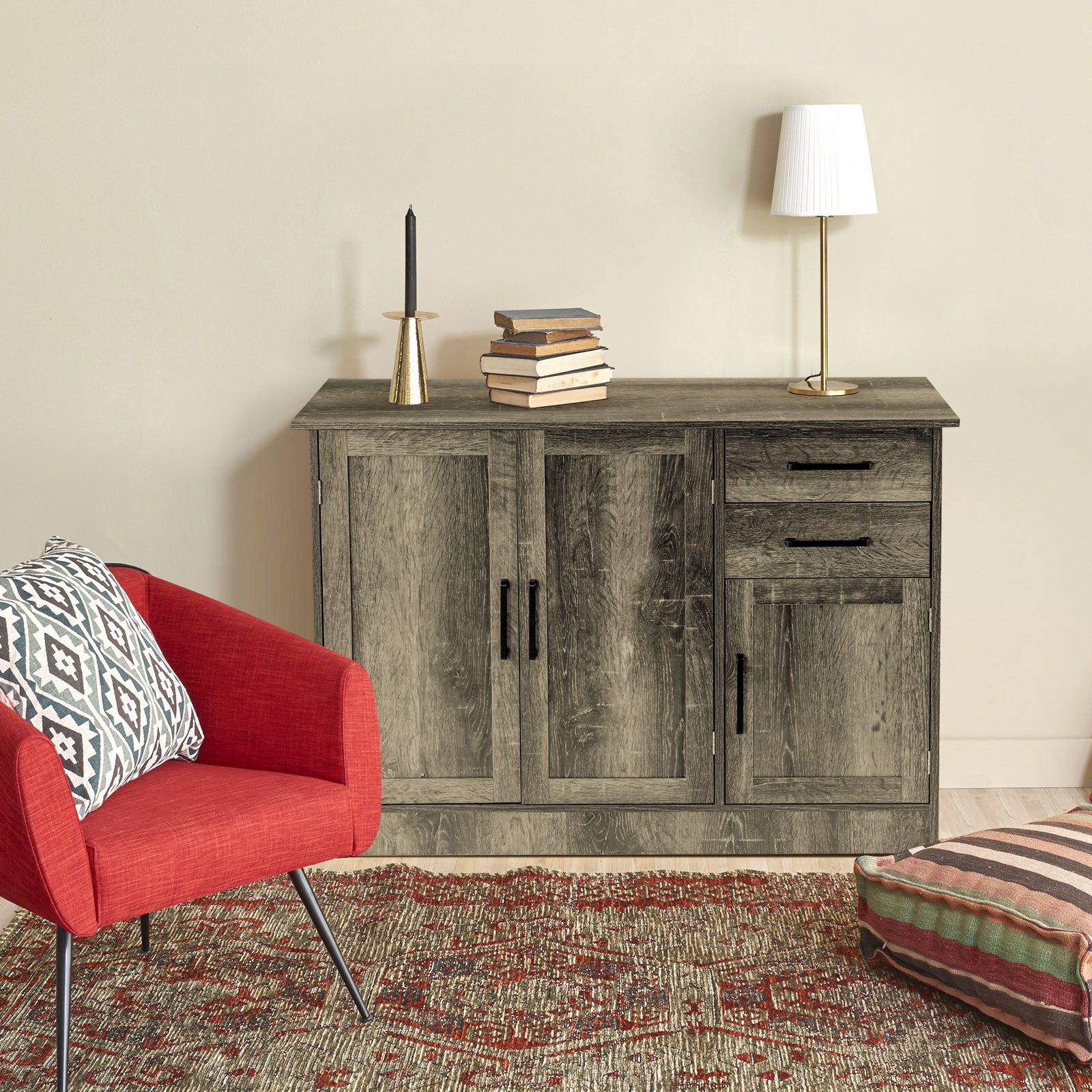 Buffet Storage Cabinet With 2 Drawers, Gray Sideboards Cabinets & Buffets at Gallery Canada