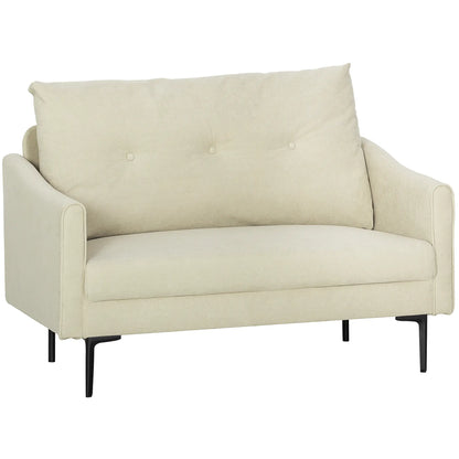 Small 2 Seater Sofa, High-Resilience Foam, Button Tufted, Cream White 2-Seater Sofas Cream at Gallery Canada