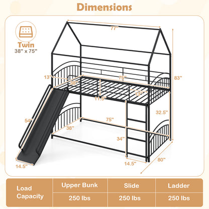 Twin Over Twin Bunk Bed With Metal Slats, Black Bunk Bed Frame at Gallery Canada