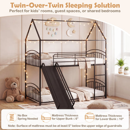 Twin Over Twin Bunk Bed With Metal Slats, Black Bunk Bed Frame at Gallery Canada