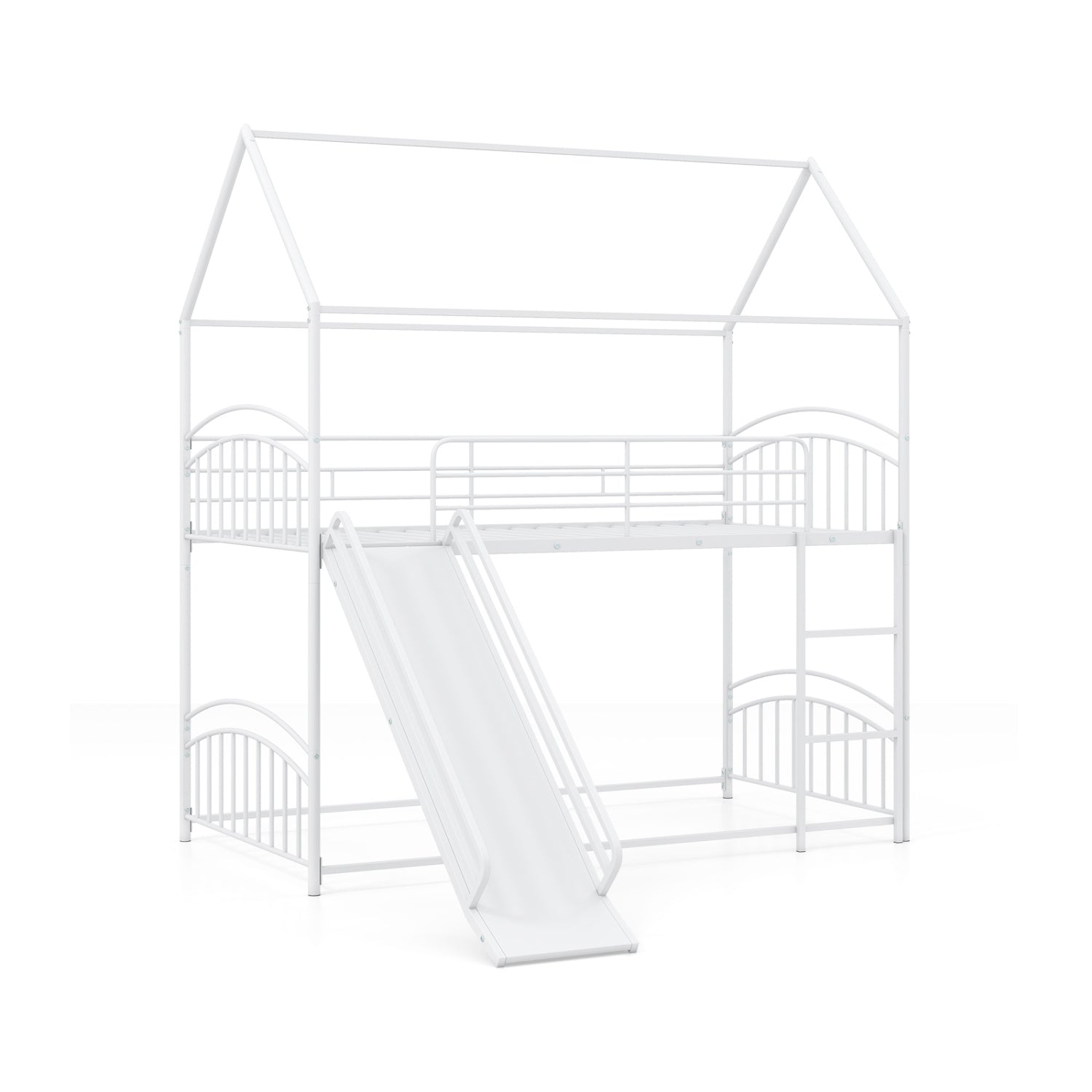Twin Over Twin Bunk Bed with Metal Slats, White Bunk Bed Frame White at Gallery Canada