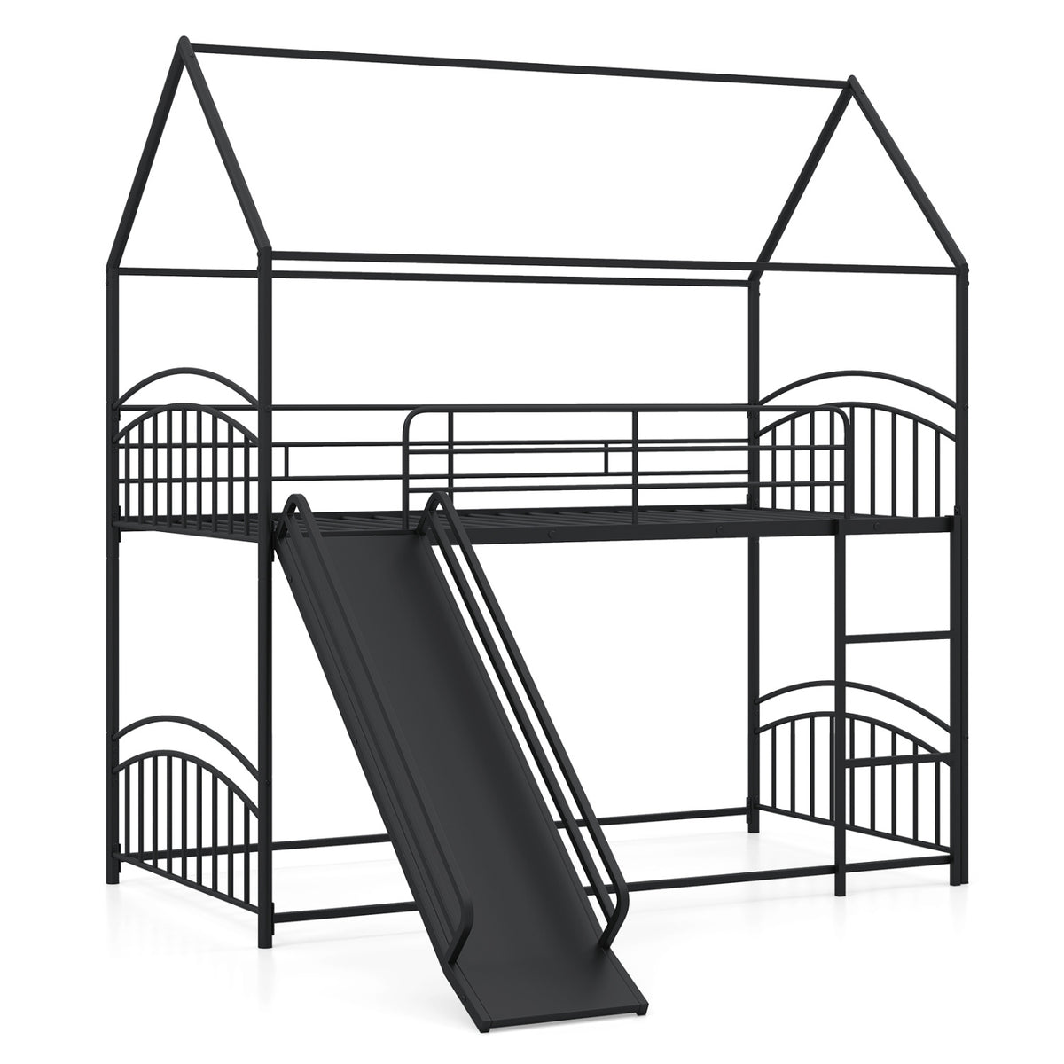 Twin Over Twin Bunk Bed With Metal Slats, Black Bunk Bed Frame Black at Gallery Canada