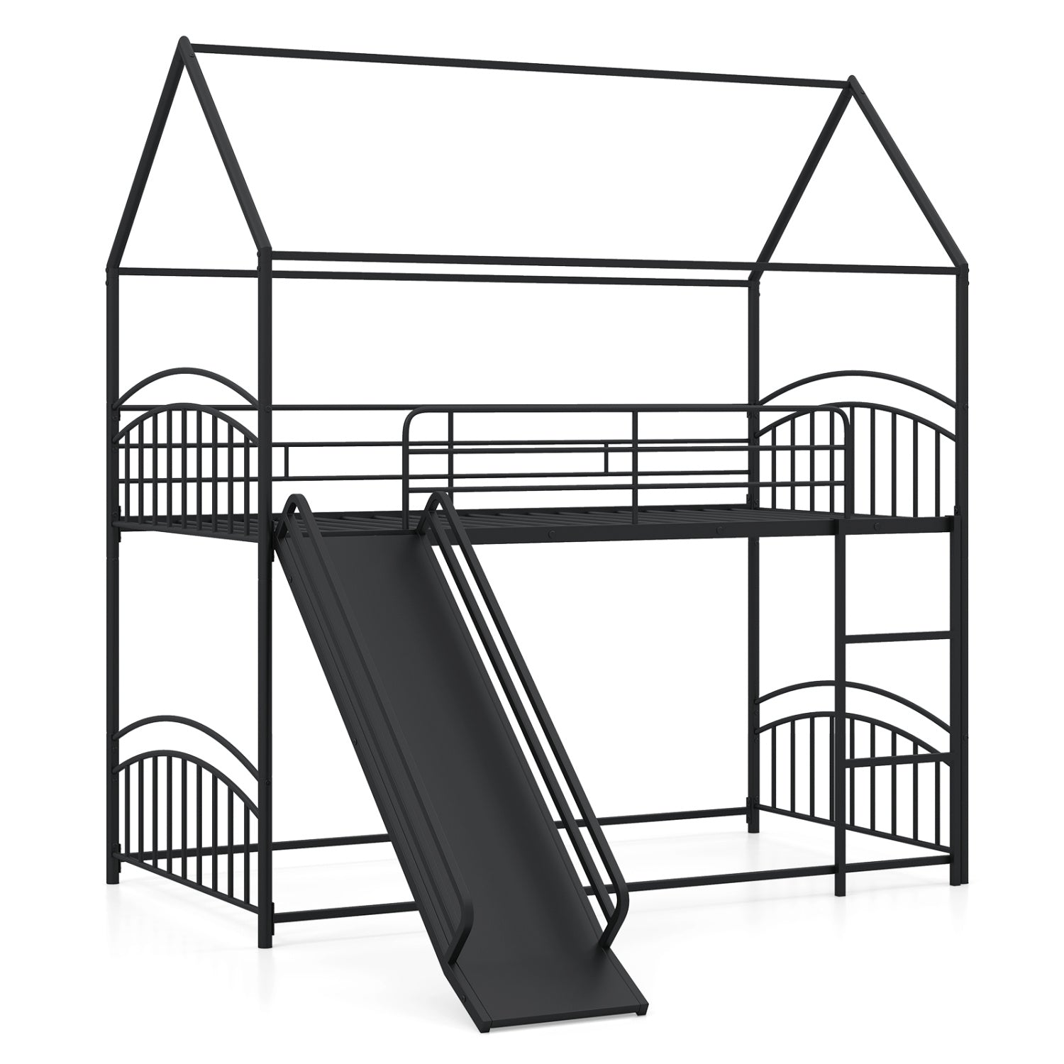 Twin Over Twin Bunk Bed With Metal Slats, Black Bunk Bed Frame at Gallery Canada