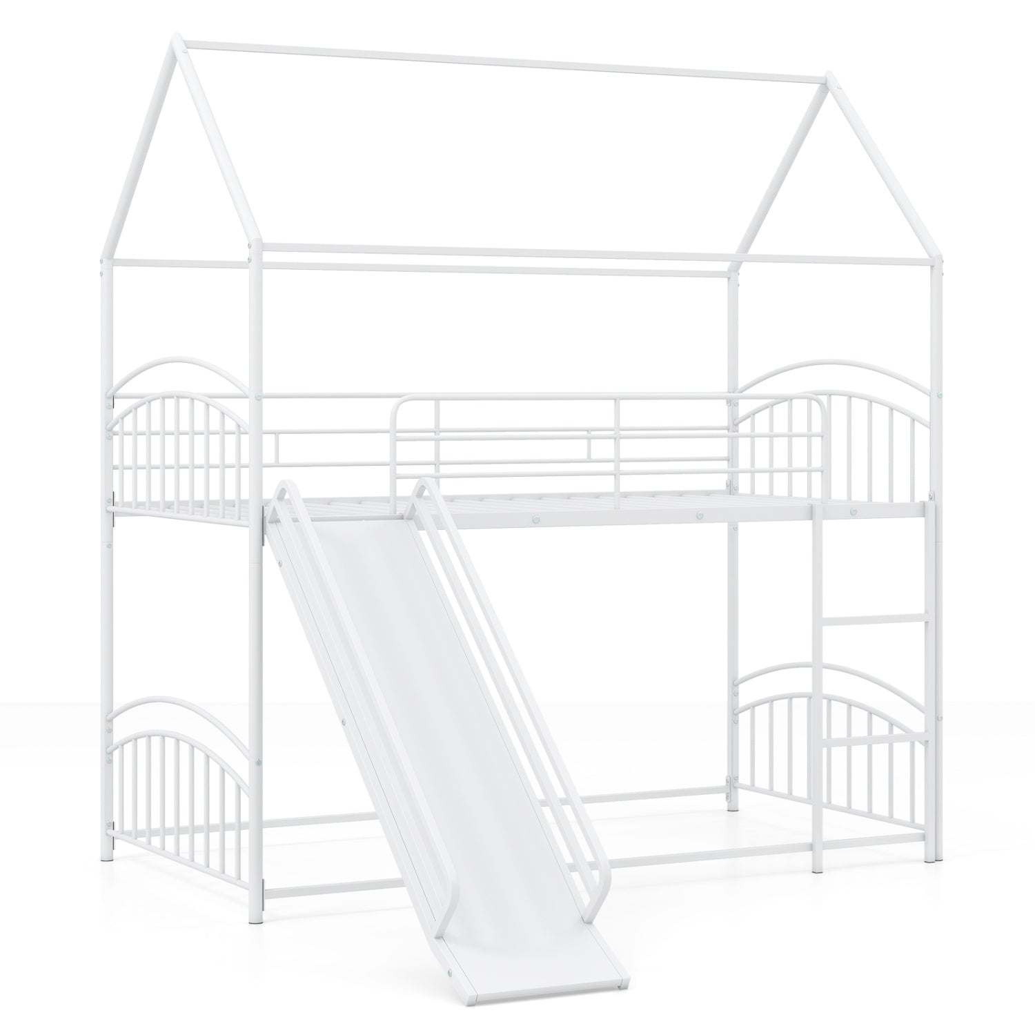 Twin Over Twin Bunk Bed with Metal Slats, White Bunk Bed Frame at Gallery Canada
