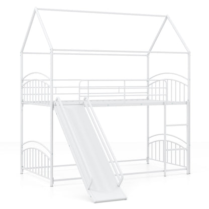 Twin Over Twin Bunk Bed with Metal Slats, White Bunk Bed Frame White at Gallery Canada