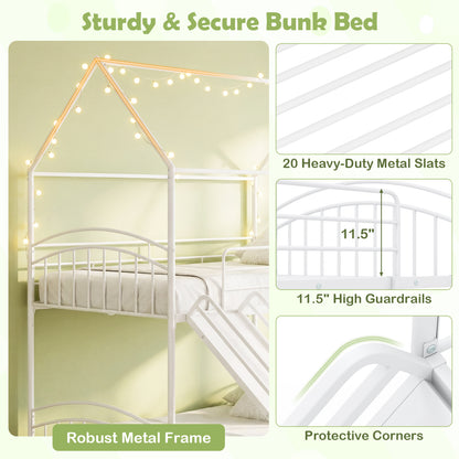 Twin Over Twin Bunk Bed with Metal Slats, White Bunk Bed Frame at Gallery Canada