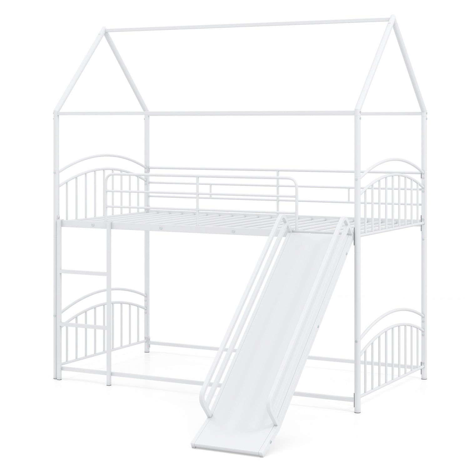 Twin Over Twin Bunk Bed with Metal Slats, White Bunk Bed Frame at Gallery Canada