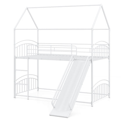 Twin Over Twin Bunk Bed with Metal Slats, White Bunk Bed Frame at Gallery Canada