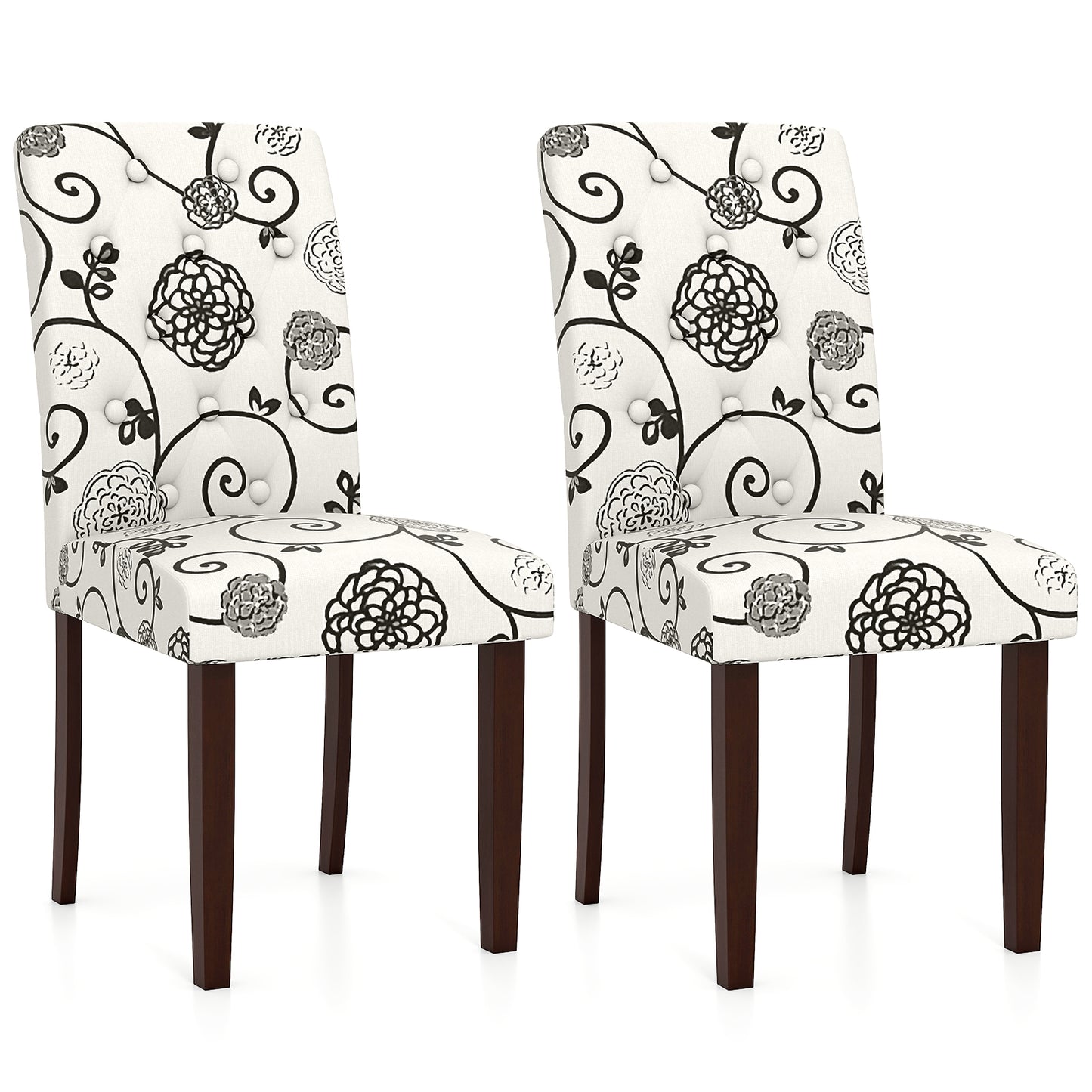 Button Tufted Fabric Upholstered Wooden Dining Chair Set, Beige Dining Chairs Beige at Gallery Canada