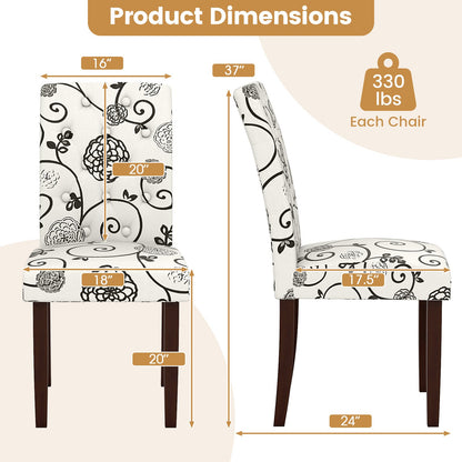 Button Tufted Fabric Upholstered Wooden Dining Chair Set of 2 with High Curved Back, Beige Dining Chairs at Gallery Canada