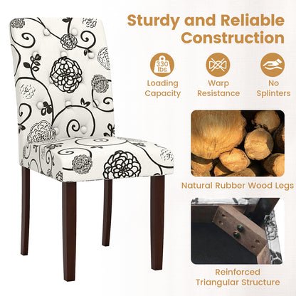 Button Tufted Fabric Upholstered Wooden Dining Chair Set of 2 with High Curved Back, Beige Dining Chairs at Gallery Canada