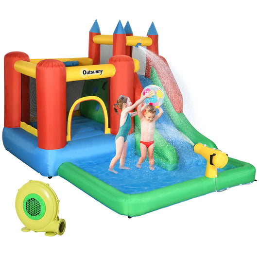 Kids Inflatable Bouncy Castle, Slide, Pool, 11.5' x 8.8' x 7', Multi-color Inflatables Blue, Yellow, Green, Red at Gallery Canada