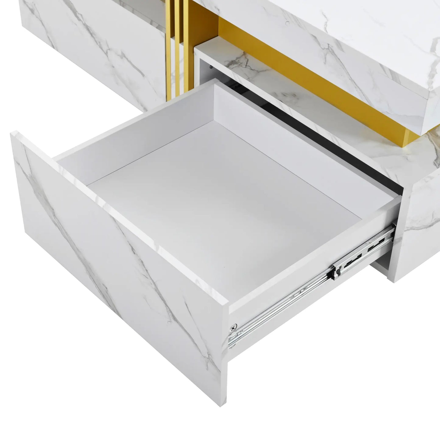 Square Storage Coffee Table, 4 Drawers, MDF, 33.5" L x 33.5" W x 16.5" H, White Coffee Tables at Gallery Canada