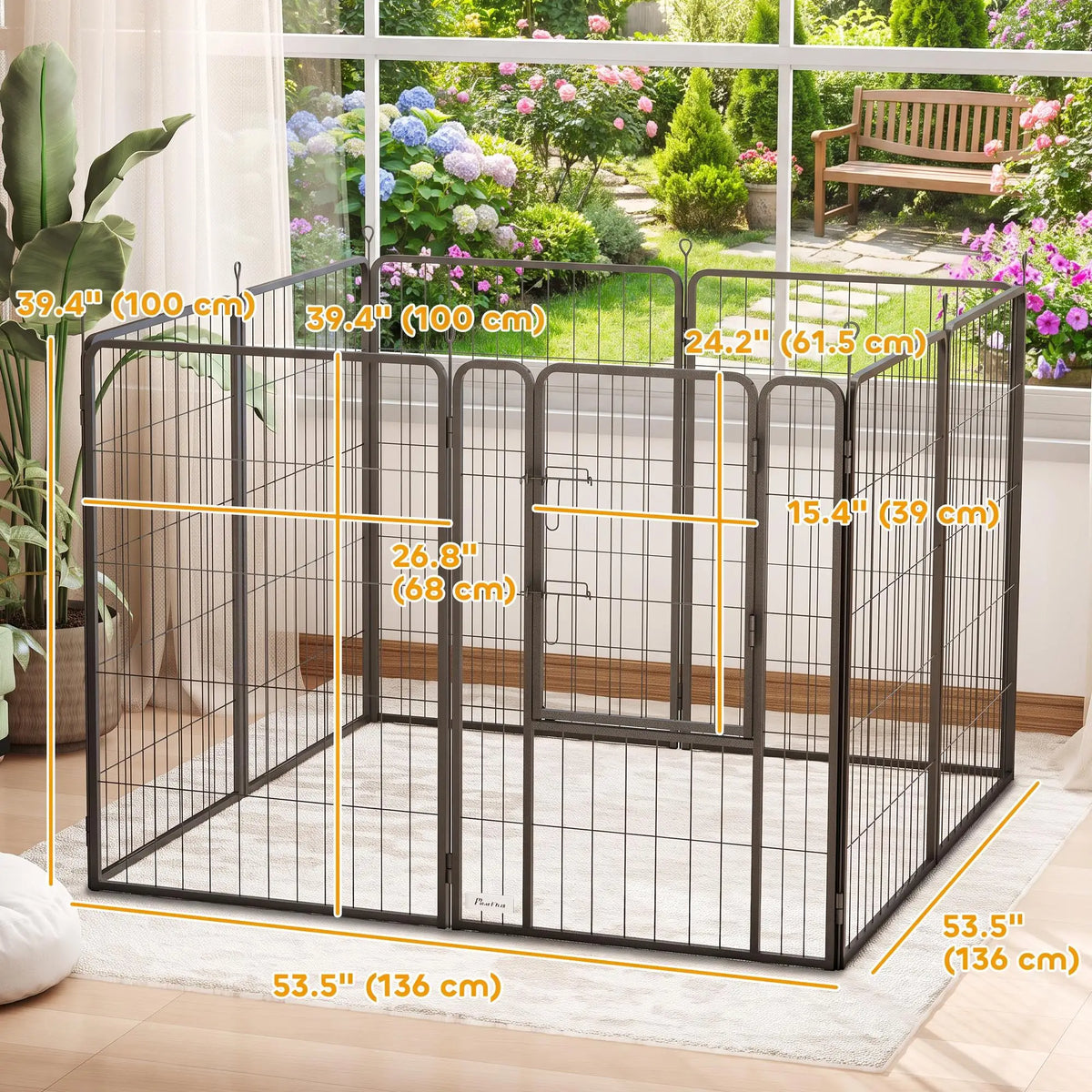 39" Parc pour chien, portable pliable 8 panneaux, intérieur extérieur, grands chiens