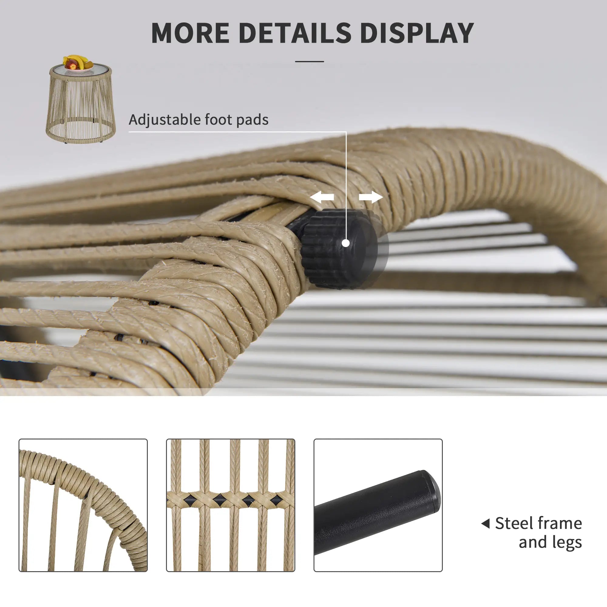 3 Pc Wicker Patio Set, Rattan Bistro with Table, Cushions, Outdoor, Coffee, White Bistro Sets at Gallery Canada