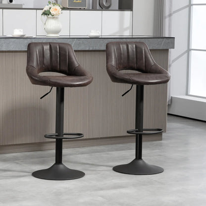 Swivel Bar Stools Set of 2, Faux Leather, Counter Height, Round Metal Base Bar Stools at Gallery Canada