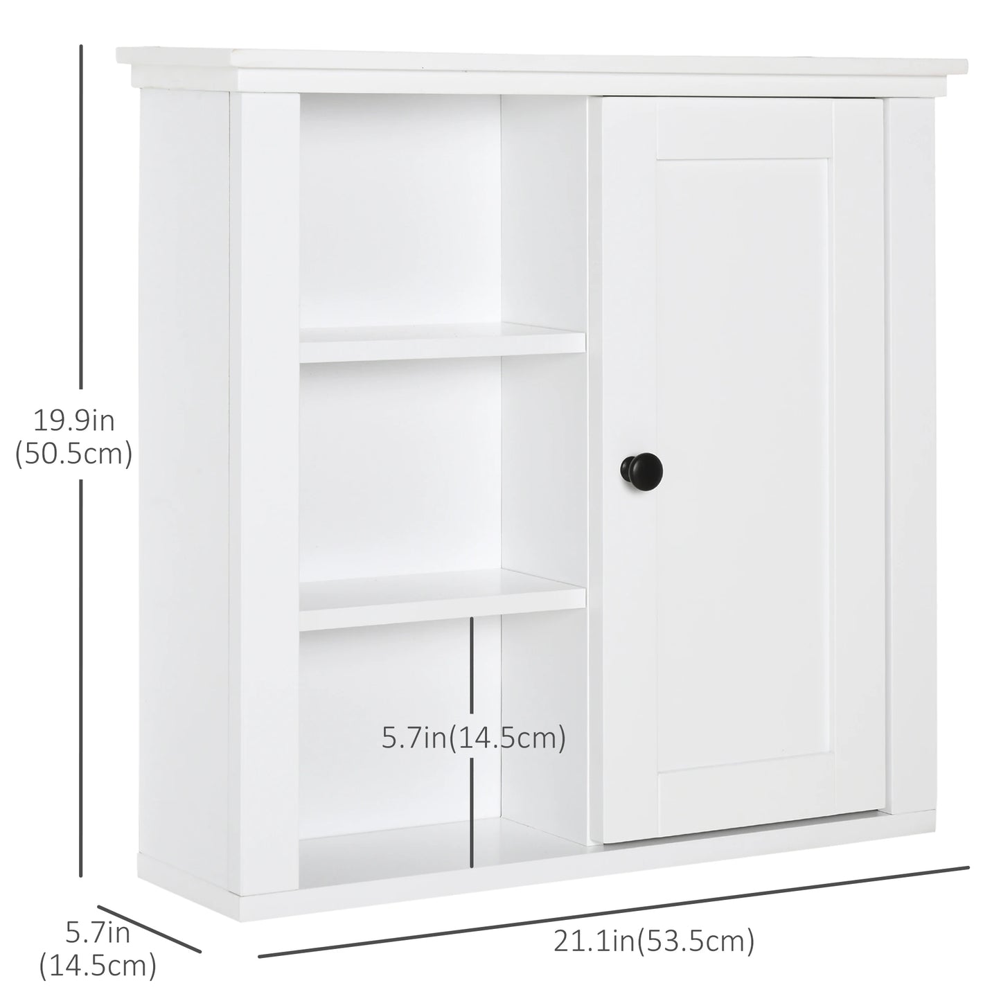 Wall Mounted Medicine Cabinet, 3 Open Shelves, Storage Cupboard, White Wall Mounted Cabinets at Gallery Canada