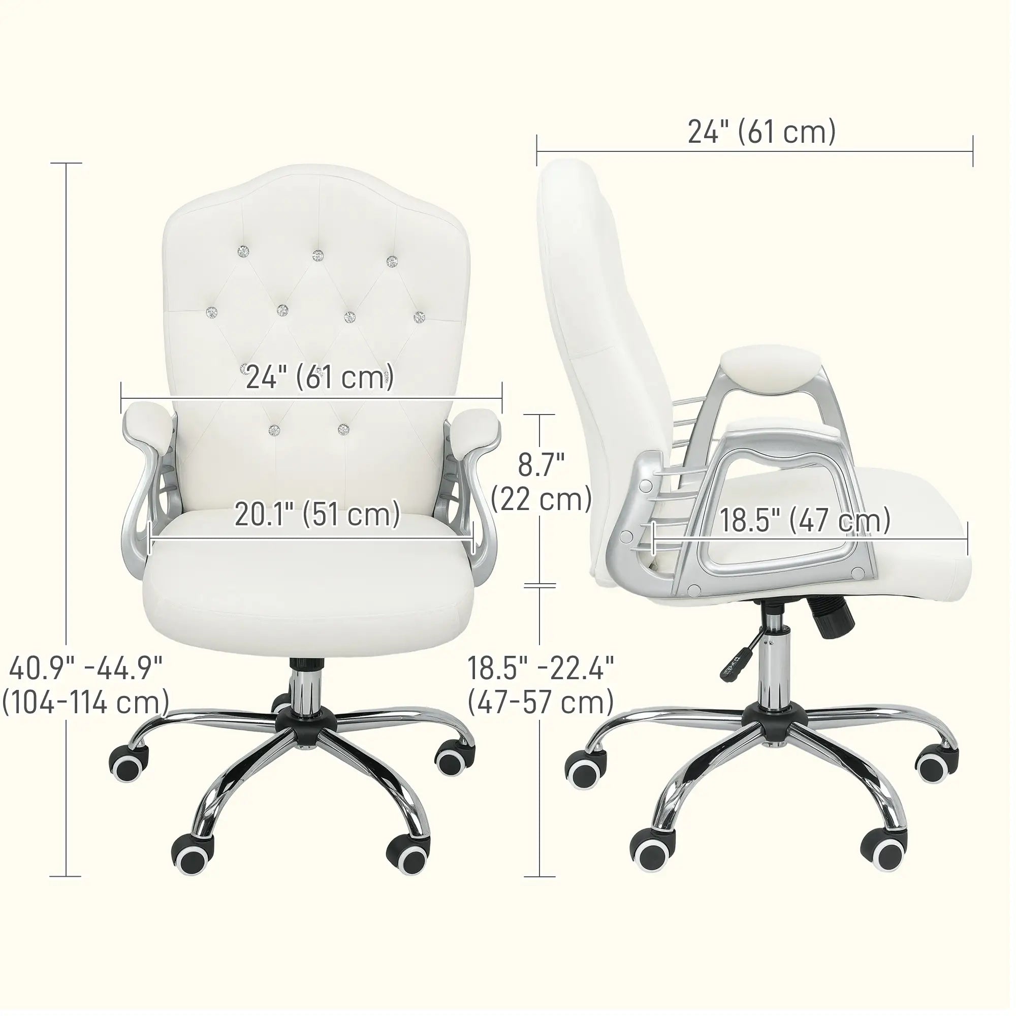 Vanity Office Chair, Velvet Computer Desk Chair with Swivel Wheels, Adjustable Height, Tilt Function, Off-White Task Chairs at Gallery Canada