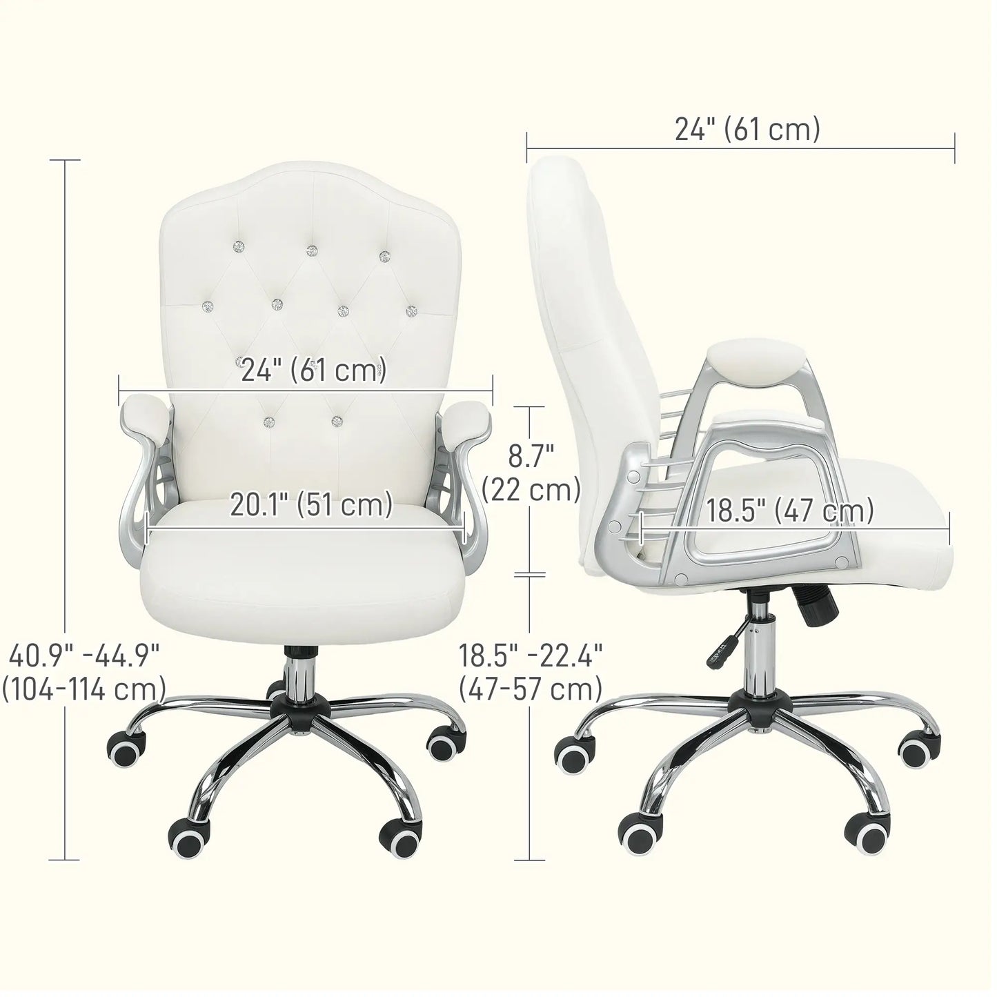 Vanity Office Chair, Velvet Computer Desk Chair with Swivel Wheels, Adjustable Height, Tilt Function, Off-White Task Chairs at Gallery Canada