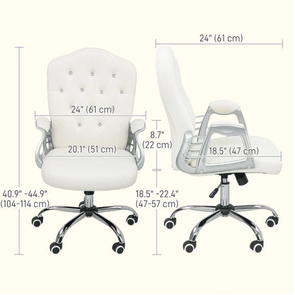 Vanity Office Chair, Velvet Computer Desk Chair with Swivel Wheels, Adjustable Height, Tilt Function, Off-White Task Chairs at Gallery Canada