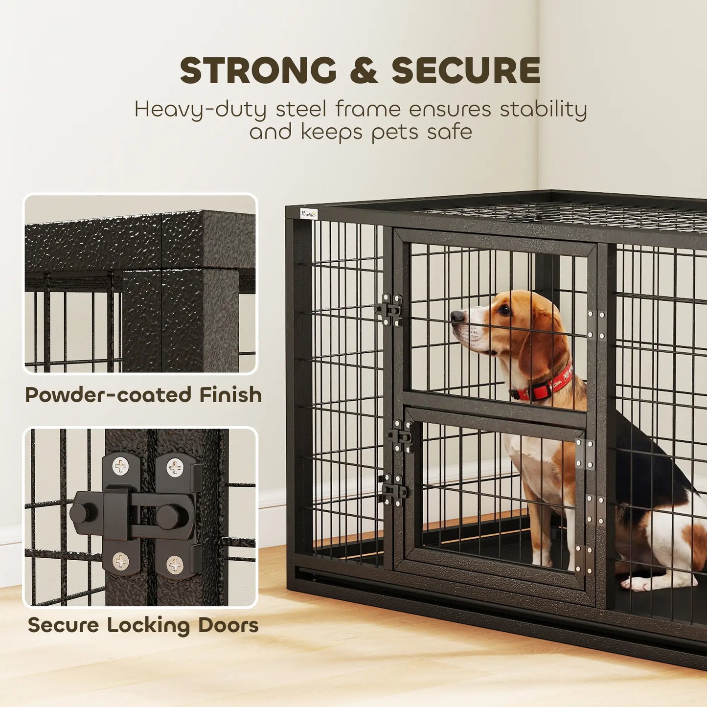 37 Inch Heavy Duty Dog Crate, Metal Kennel With Removable Tray Dog Cages & Crates at Gallery Canada