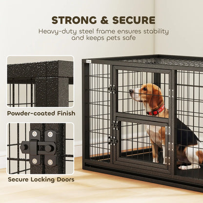 37 Inch Heavy Duty Dog Crate, Metal Kennel With Removable Tray Dog Cages & Crates at Gallery Canada
