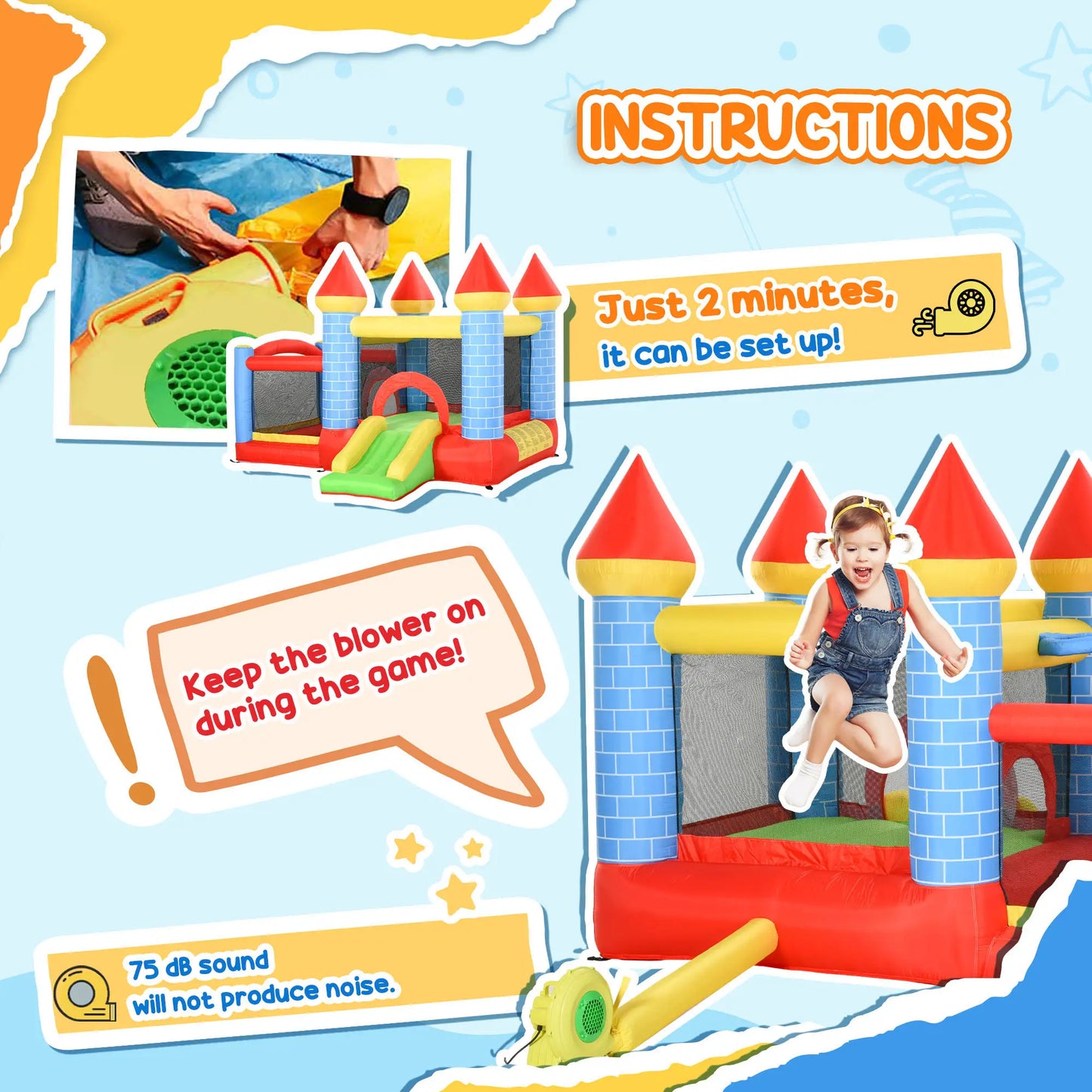 9.2 x 9.5FT Inflatable Bounce House, 4 in 1 With Trampoline, Slide, Pool Inflatables at Gallery Canada