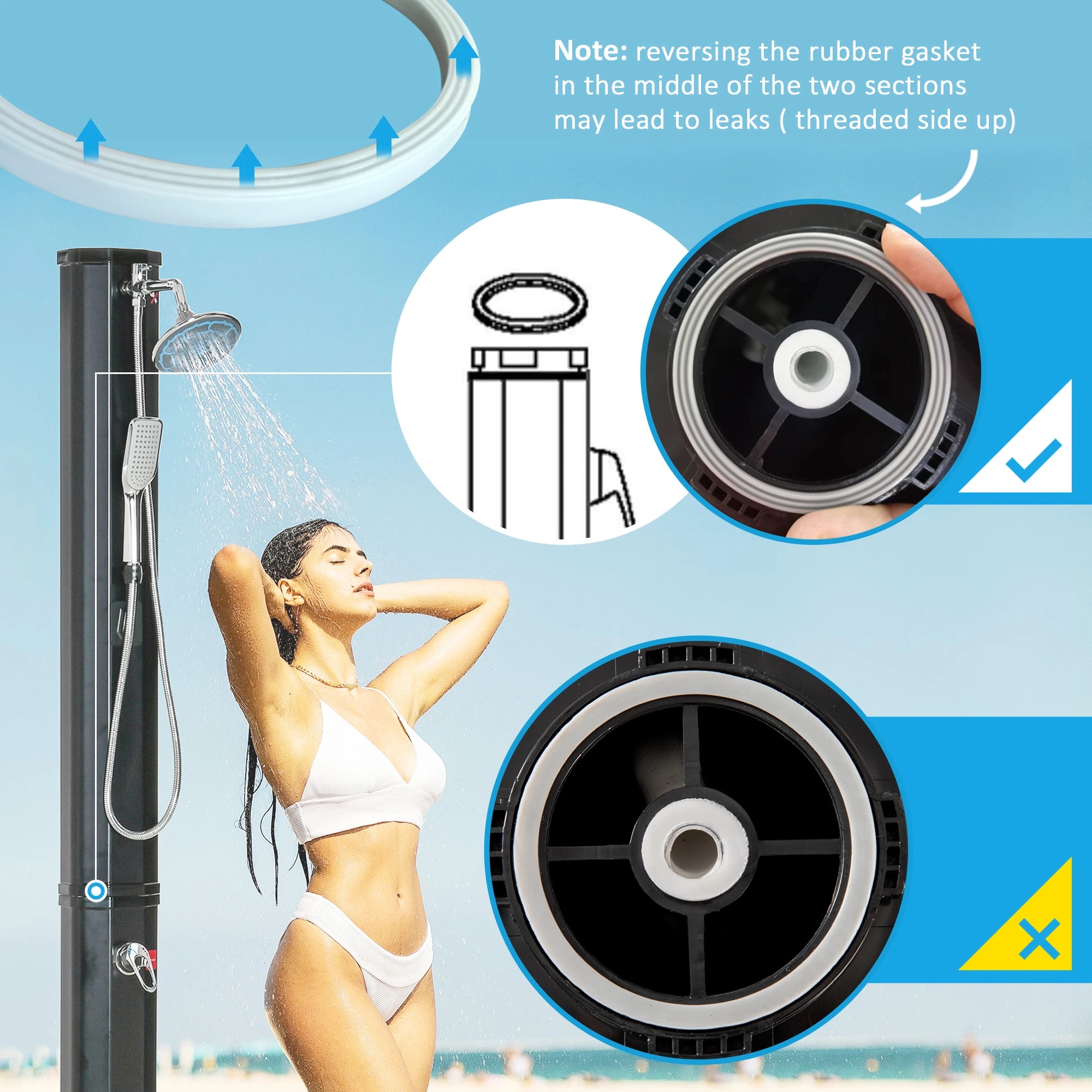 7ft Outdoor Solar Shower, 360 Rotating Head, Foot Faucet, Adjustable Outdoor Swimming Pools & Hot Tubs at Gallery Canada