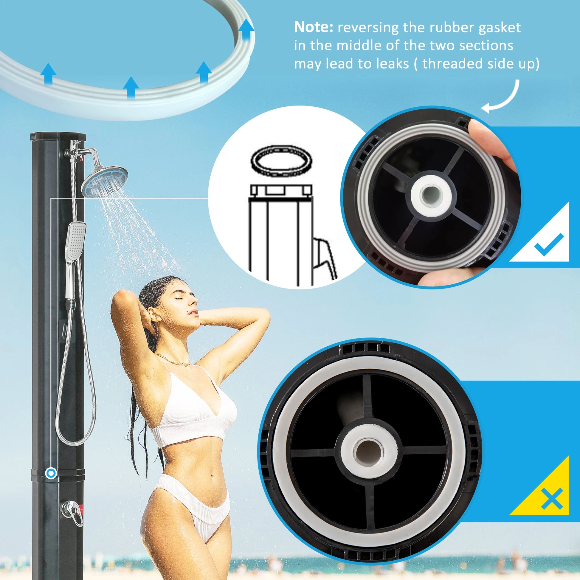 7ft Outdoor Solar Shower, 360 Rotating Head, Foot Faucet, Adjustable Outdoor Swimming Pools & Hot Tubs at Gallery Canada