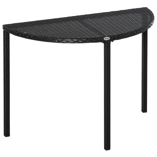 Half Round Side Table, PE Rattan Coffee Table, Black Patio Side Tables Black at Gallery Canada