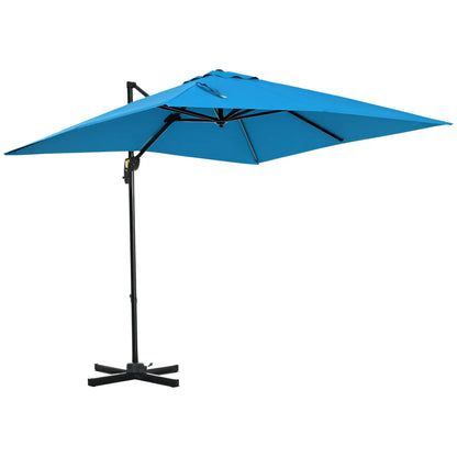 8' x 8' Square Patio Umbrella, 360° Rotation, Aluminum Cantilever, Turquoise Offset Cantilever Umbrellas at Gallery Canada