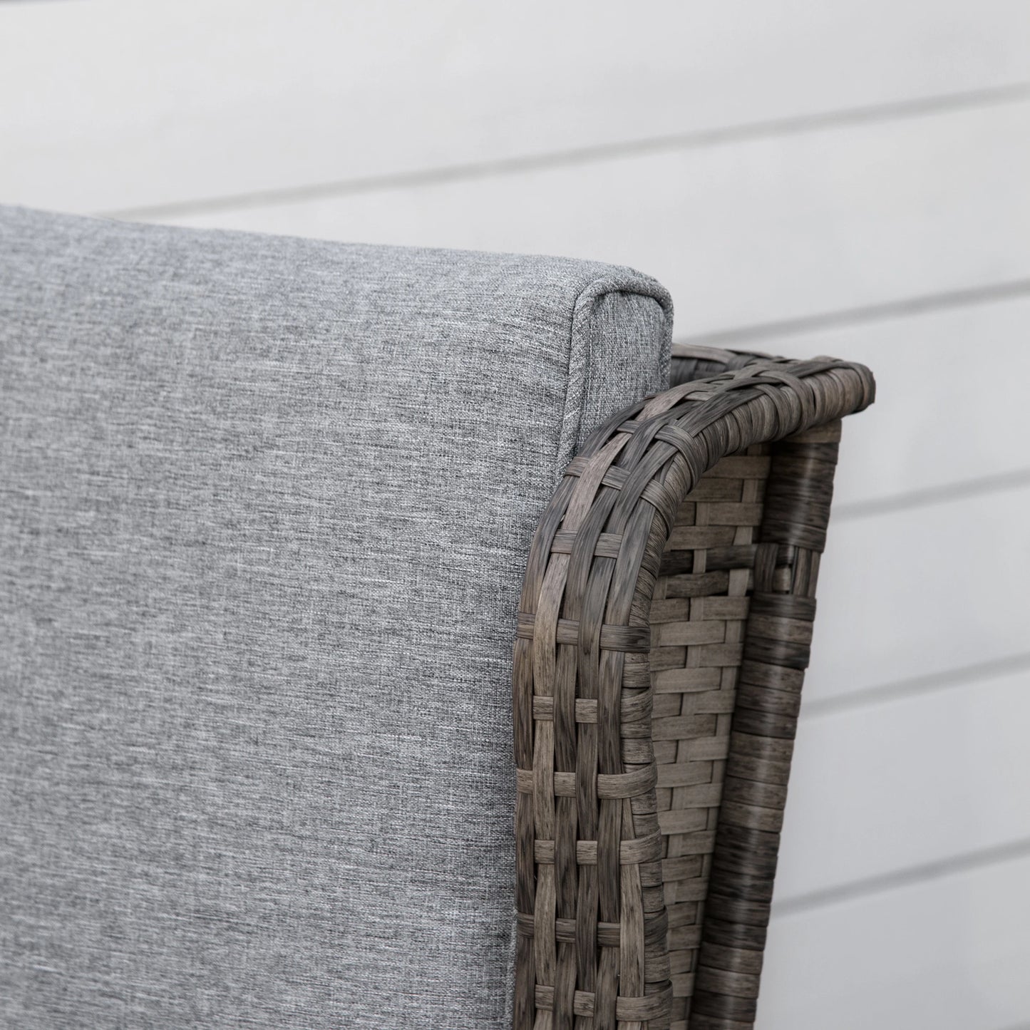 Outdoor Wicker Rocking Chair, PE Rattan Porch Rocker, Grey Outdoor Rocking Chairs at Gallery Canada